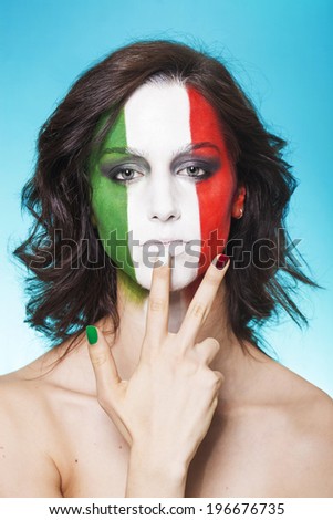 Beautiful italian supporter gesturing