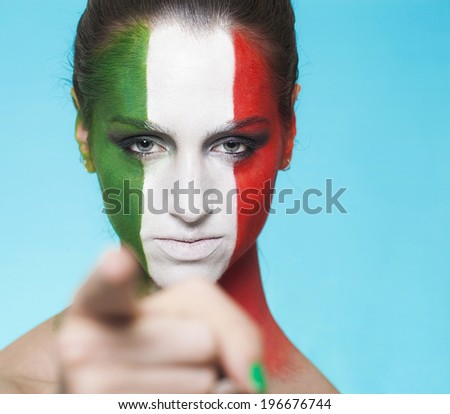 Beautiful italian supporter pointing out