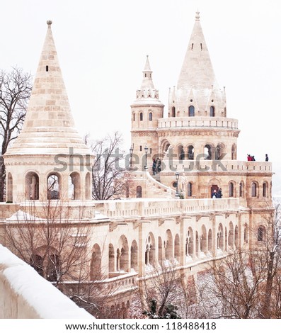 Fishermen\'s bastion in Budapest at winter