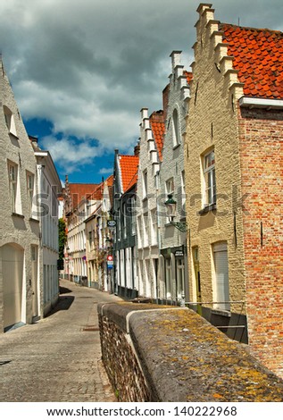 Nice houses in the old town of Brugge, Belgium