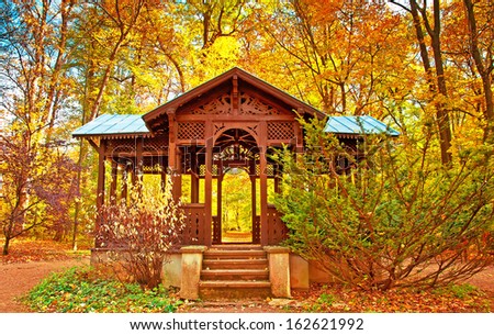 Nice house in the forest in autumn
