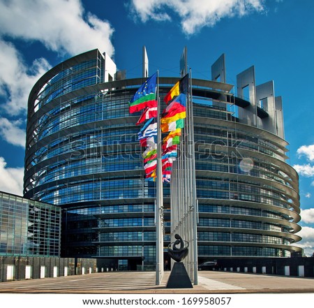 STRASBOURG, FRANCE - MARCH 20: Exterior of the European Parliament in Strasbourg, France on 20 March 2013. All votes of the European Parliament must take place in Strasbourg, France.