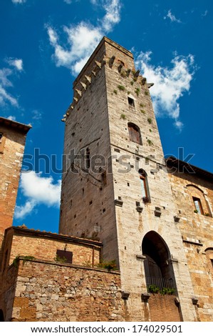 Nice houses in the old town of San Gimignano, Italy