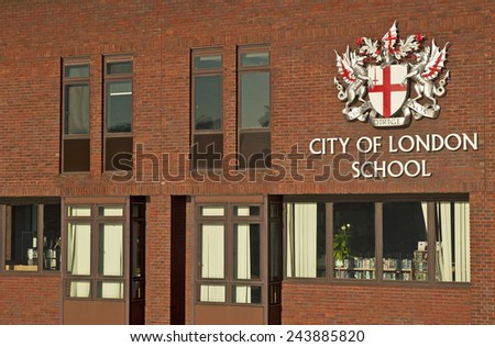 LONDON, ENGLAND - DECEMBER 10, 2014: City of London School in centre of London, England on December 10, 2014.