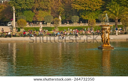PARIS, FRANCE- SEPTEMBER 8, 2014: View of Jardin du Luxembourg on September 8, 2014 in Paris, France. With 224,500 square meters, this is the second largest public park in Paris.