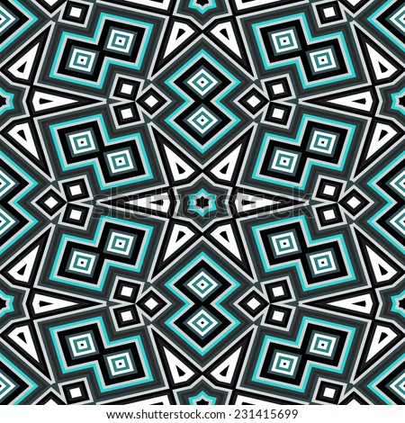 Seamless geometric pattern in black and turquoise - illustration