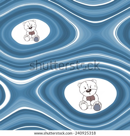 Abstract rounded texture with teddy bear sketch - illustration