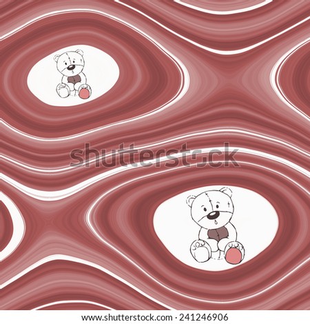 Cute teddy bear pattern in red  - illustration