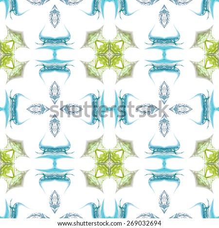 Seamless kaleidoscope texture or pattern in blue and green 1 - wallpaper pattern