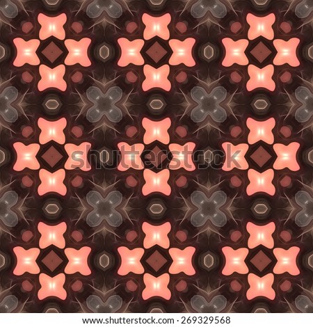 Seamless kaleidoscope texture or pattern in brown and pink - wallpaper pattern