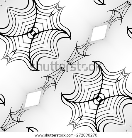 Seamless kaleidoscope texture or pattern in black on white - wallpaper pattern