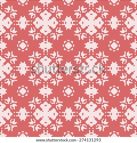 Filet crochet lace design. Seamless background in red spectrum
