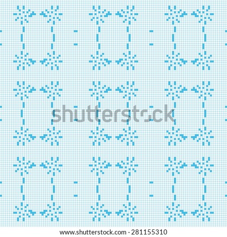 Filet crochet lace design. Seamless background in blue spectrum