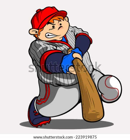 Baseball or Softball Batter Swinging at the Ball