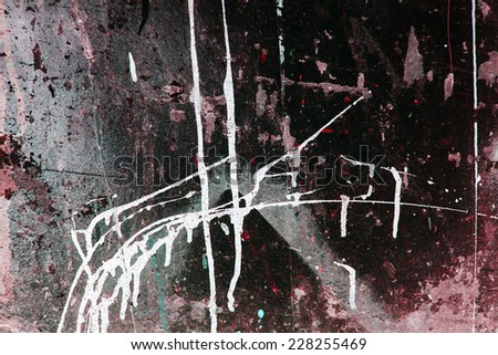 Surface covered with a multiple oil paint spills and spots as an abstract background composition