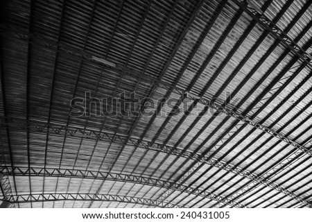 Arched roof steel structure the design for Food court open space.