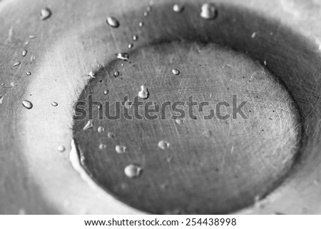 Water drop on Brushed metal texture ; abstract industrial background