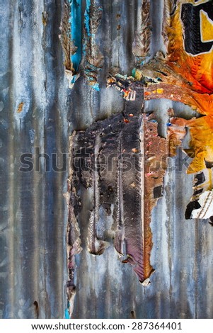Grunge wall with posters - Urban grunge background