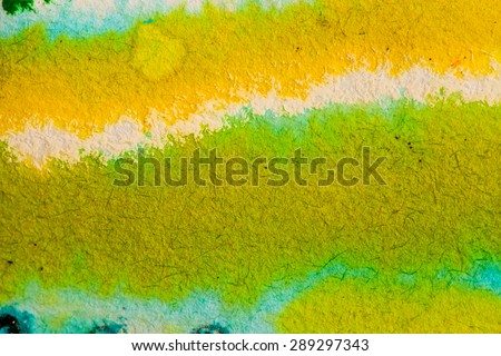 Watercolor texture background. Paintbrush hand made technique. Yellow orange abstract aquarelle backdrop pictured. Image of square format
