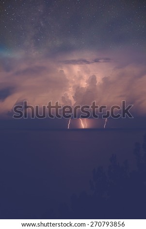 Storm at sea with lightning