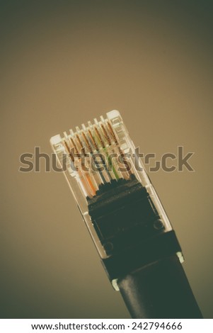 Vintage style macro shot of a CAT 5 ethernet cable