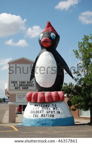 worlds largest penguin at cut bank, montana