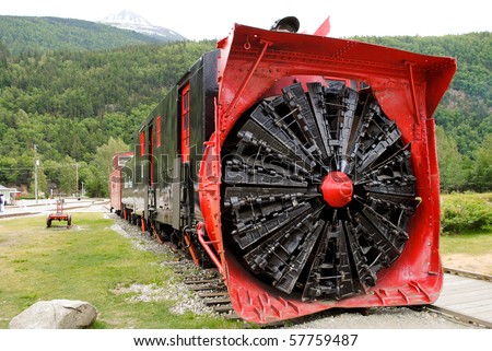 front of a train with snow plow