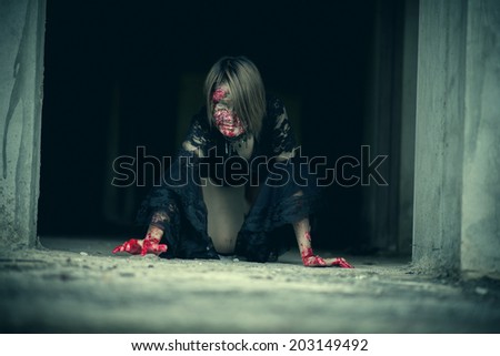 Suicide girl in abandoned building