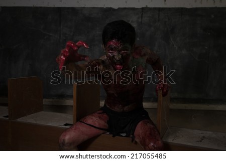 Zombie men in Haunted School