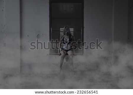 Zombiegirl,Zombie girl in haunted house scary