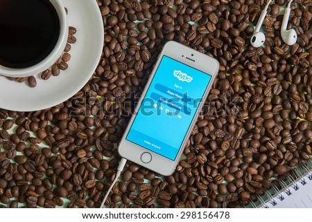 Chiang Mai - Thailand July 20, 2015: Skype is a voice-over-IP service and instant messaging client, developed by the Microsoft Skype Division. The name was derived from \