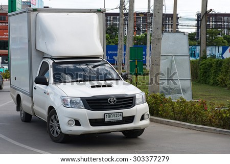 CHIANGMAI, THAILAND - August 5, 2015: Refrigerated container Pickup truck of Betagro Company.  center, thailand.