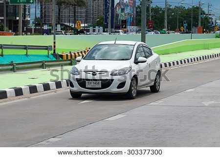 CHIANGMAI, THAILAND - August 5, 2015: Private car, a Mazda. 3 km from downtown Chiangmai, thailand.