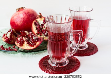 Pomegranate drink and pomegranate.