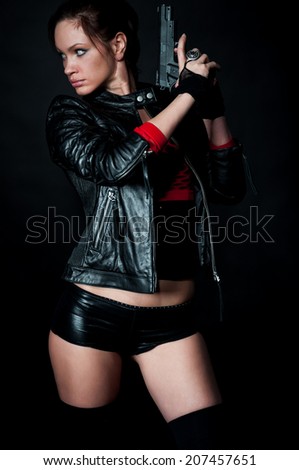 Tomb Raider style woman on black background