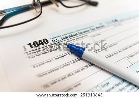 Individual tax return form close-up