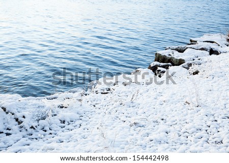 Snow and water peaceful landscape