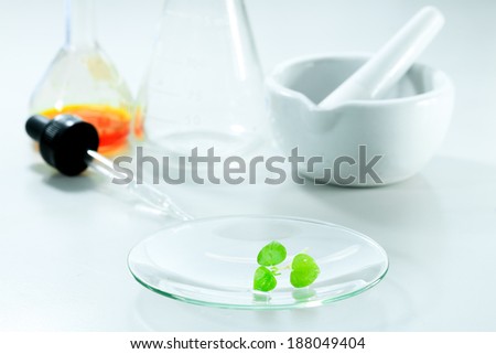 Research in chemistry, chemical reactions in the plant extraction equipment and glassware.