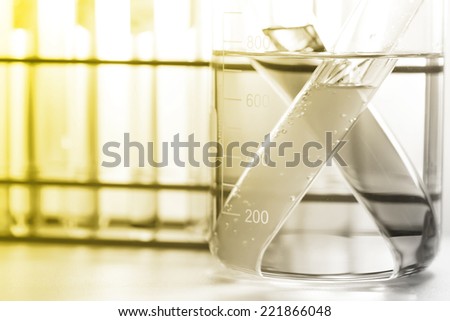 the glassware,  test tubes in laboratory room.