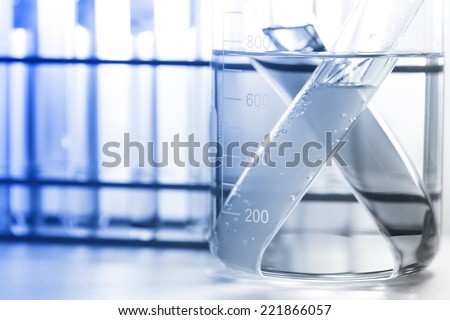 the glassware,  test tubes in laboratory room.