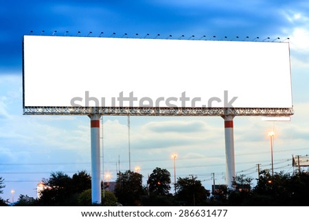 Blank billboard at sunset for advertisement