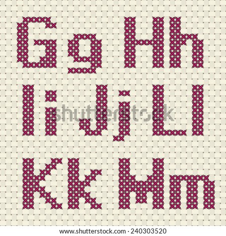 Cross stitch alphabet and number. Alphabet and number in cross stitch pattern.
