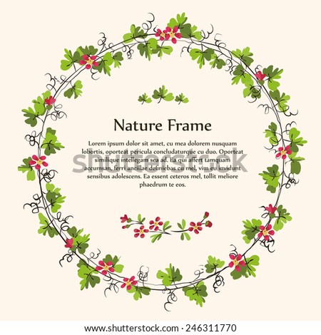 Nature green leaves vine and red flowers wreath.  This is a nature green leaves vine and red flowers wreath.