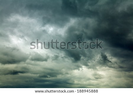 Dark clouds across the sky before heavy rain