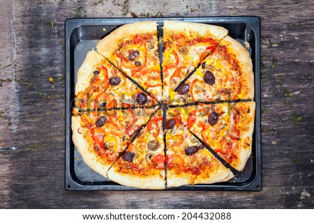 Oven Baked Pizza With Vegetarian Toppings Hot From The Oven