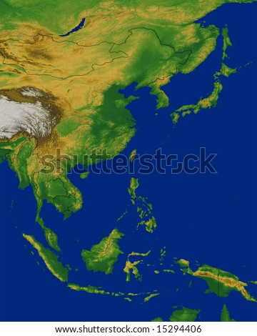Southeast Asia map with terrain