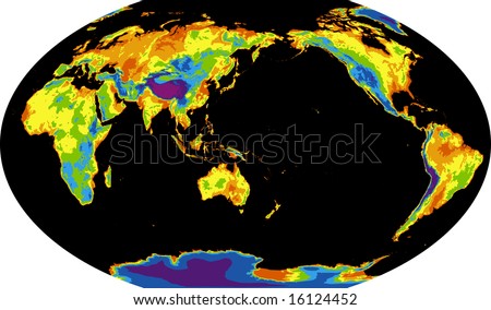 stock photo : Robinson World Map - Asia Centered