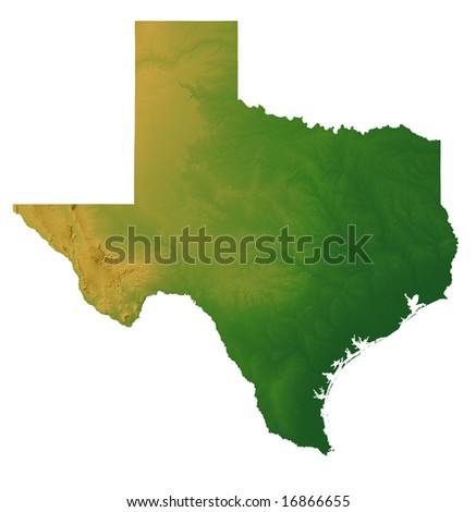 Map Of Texas With Terrain Stock Photo 16866655 : Shutterstock