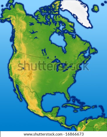 North America Map with Terrain