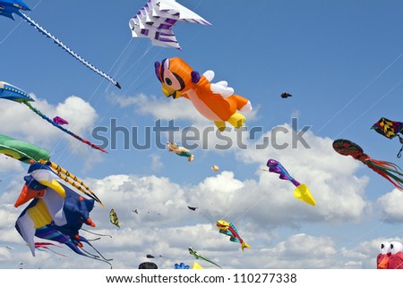 ST.PETER-ORDING, GERMANY AUGUST 11: Kite Festival on the Beach of St. Peter-Ording in Germany, 2012 August 11.  It was perfect Weather